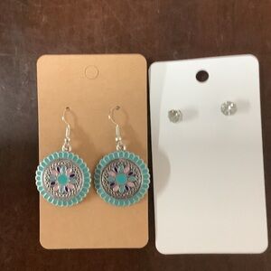 Turquoise and Silver Dangle Earrings